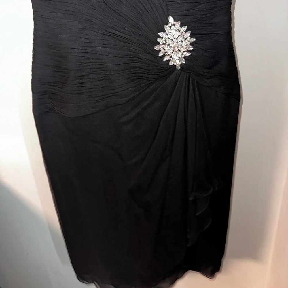 Jovani Off-The-Shoulder Midi Length Dress - Picture 5 of 8